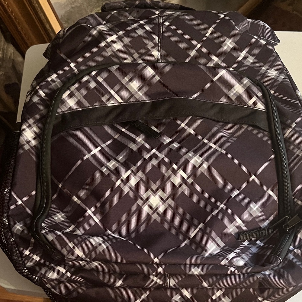 Thirty-One Black and White Plaid Backpack